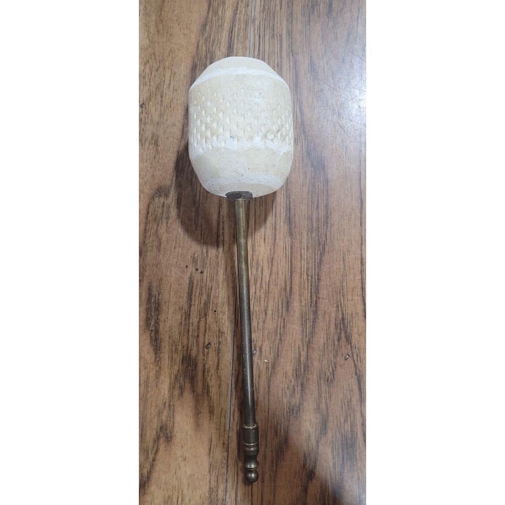 Vintage Brass And Pumice Wand Fireplace Starter OLD! Used Soak Up Kerosene / Oil